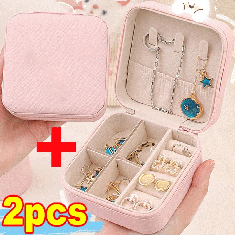 Top Trends: Portable Mini Jewelry Storage Box Travel Organizer Jewelry Case Leather Storage Earrings Necklace Ring Jewelry Organizer Display Shoppable Styles