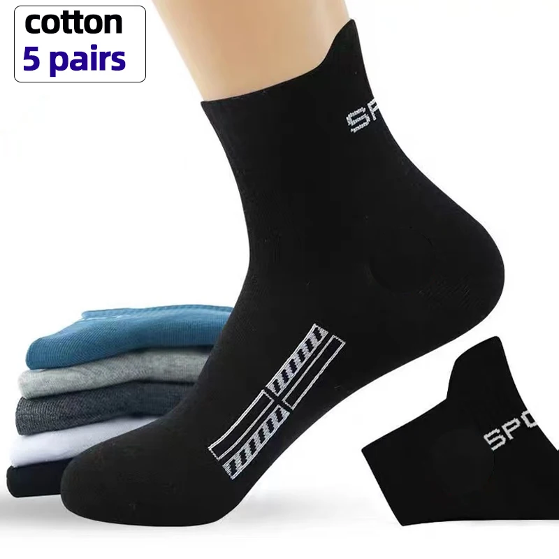 Top Trends: High Quality Lot Men&#039;s Socks Casual Breathable Run Sports Socks 5 Pairs Male Cotton Socks Winter Black Socks Men Large Size38-45 Shoppable Styles