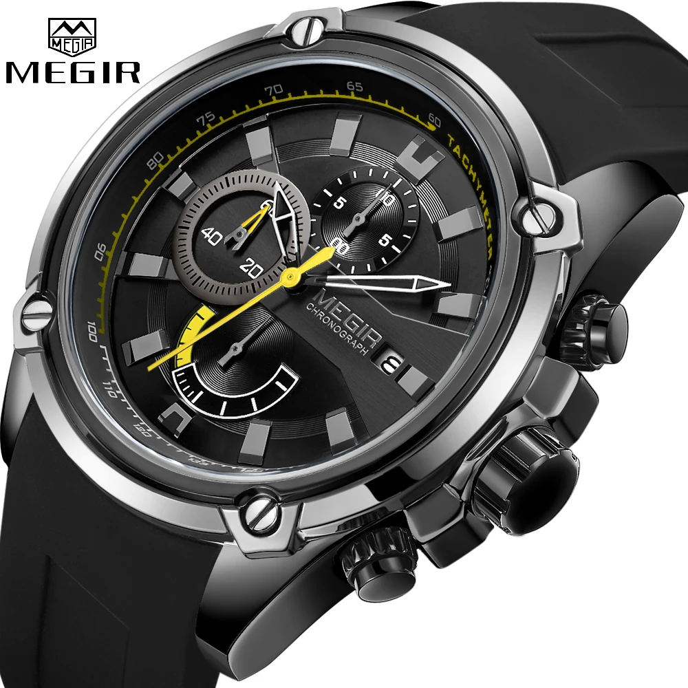 Top Trends: MEGIR Fashion Men Watch Top Brand Luxury Chronograph Waterproof Sport Mens Watches Silicone Automatic Date Military Wristwatch Shoppable Styles