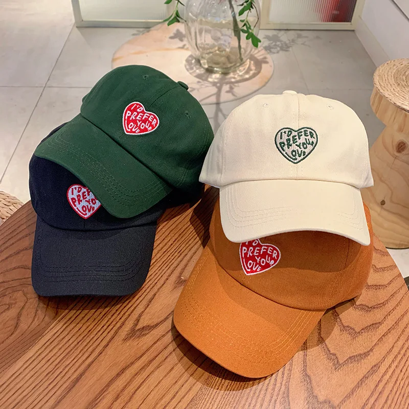 Top Trends: 2023 New Fashion Korean Love Letter Embroidered Women's Baseball Cap Casual Photograph Cotton Couple Hat Hip Hop Unisex Hat Shoppable Styles