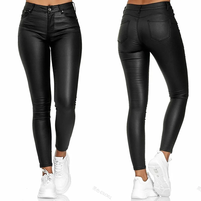 Top Trends: Women PU Leather Pants Black Sexy Stretch Bodycon Trousers Women High Waist Long Casual Pencil Pants Plus Size S-3XL Shoppable Styles - Image 2