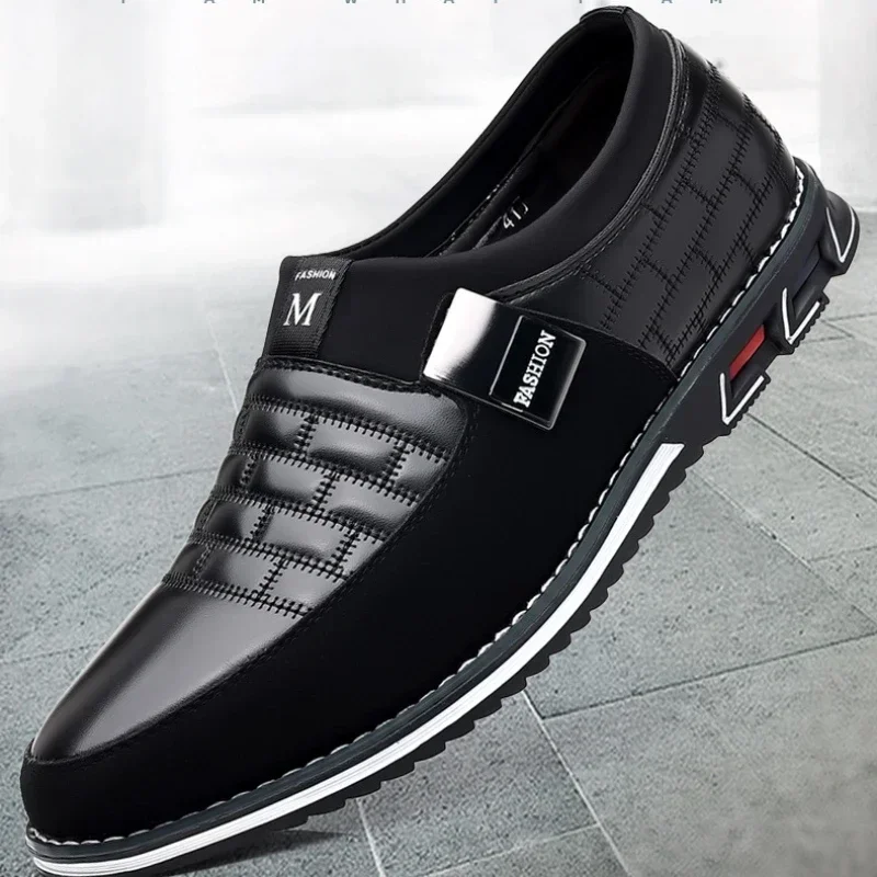 Top Trends: Casual Men Shoes Classic Office Men Work Shoes Business Slip-On Sewing Leather Shoes For Stylish Soft-soled Men Dress Shoes Shoppable Styles