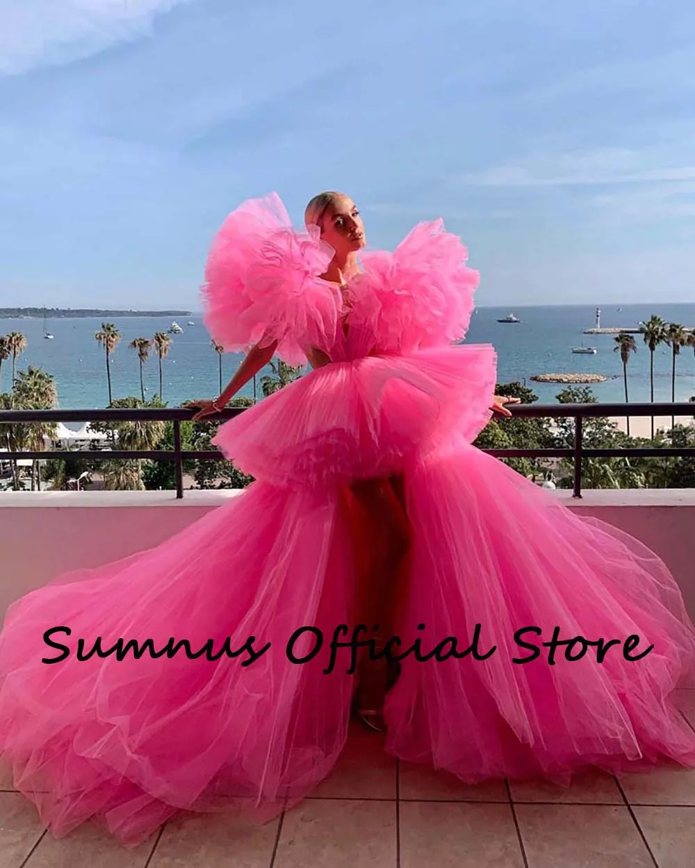 Top Trends: Pink Prom Dresses Deep V Neck High Low Special Occasion Fashion Gowns Backless Sexy Pageant Dress Tiered Tulle Long Prom Gown Shoppable Styles - Image 4