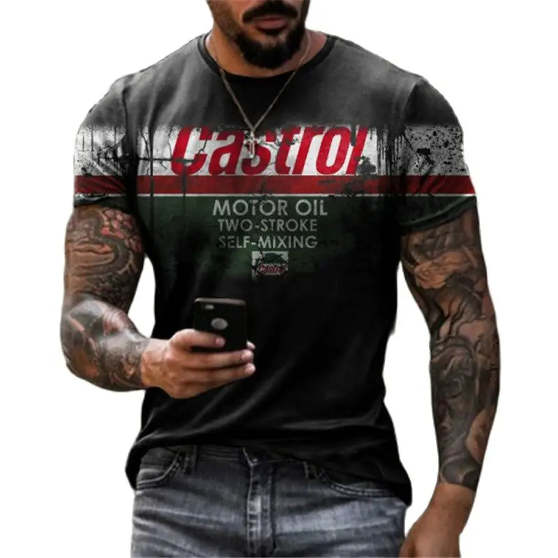 Top Trends: 2023 Men's T-shirts 3d Retro Printed Short Sleeve Tops Vintage Oil T Shirt For Mens Motorcycle T-shirt Casual Oversized Tees Shoppable Styles