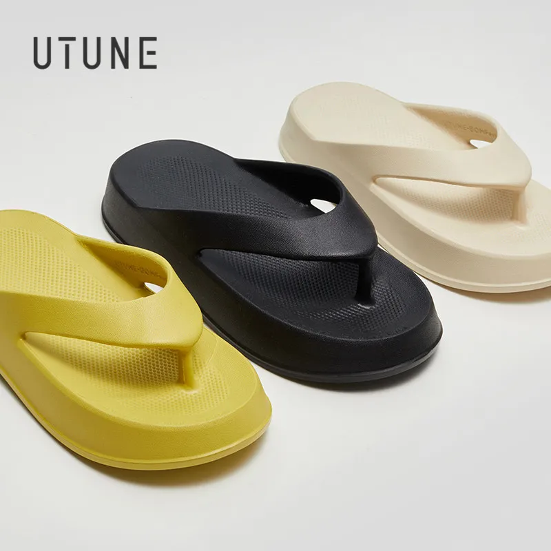 Top Trends: UTUNE Flip Flops Women And Men Summer Shoes Outdoor Slippers EVA Rubber Platform Beach Slides With Thick Cushion Non-slip Shoppable Styles