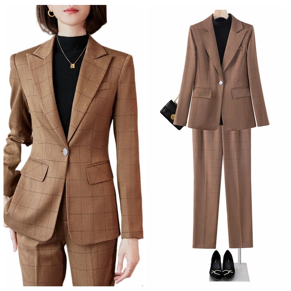 Top Trends: Formal OL Styles Women Business Suits Autumn Winter Professional Office Work Wear Pantsuits Ladies Interview Blazers Khaki Shoppable Styles