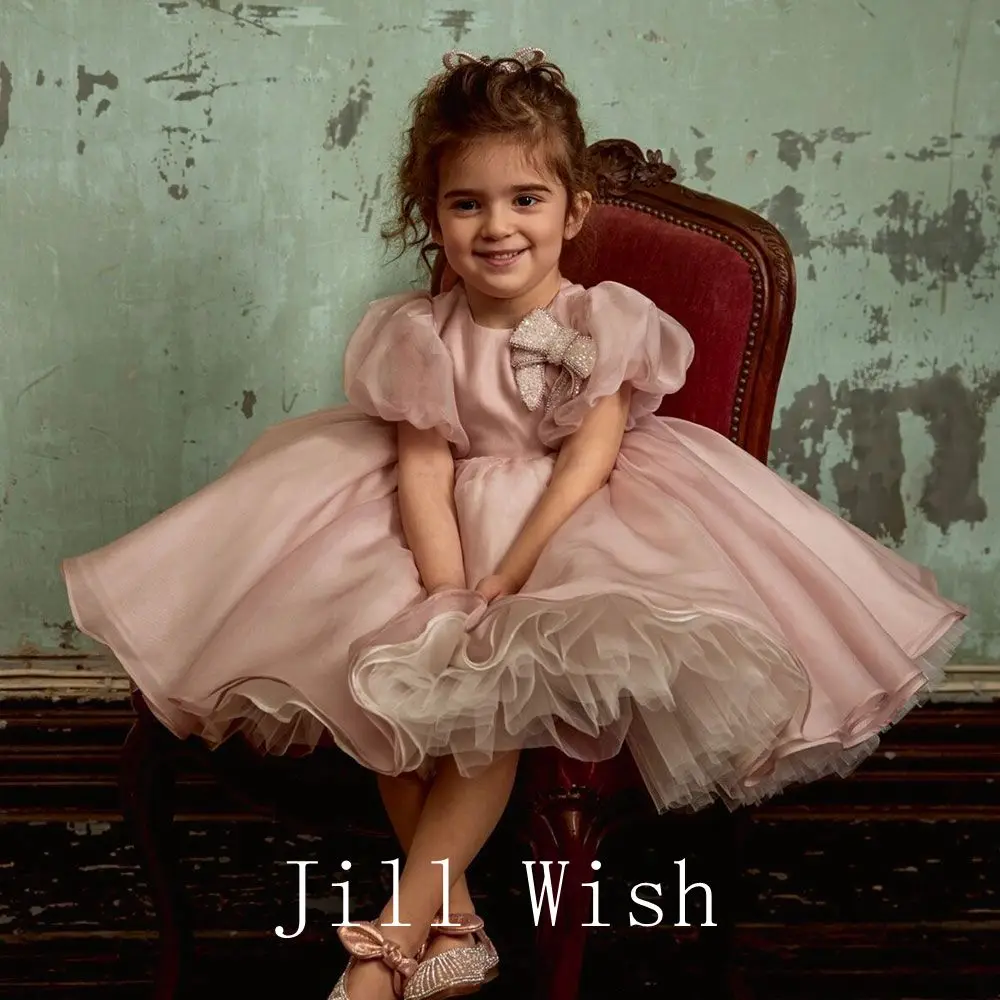 Top Trends: Jill Wish Shiny Elegant Dusty Rose Girl Dress With Bow Princess Baby Kids Wedding Birthday First Communion Party Gown 2024 J257 Shoppable Styles