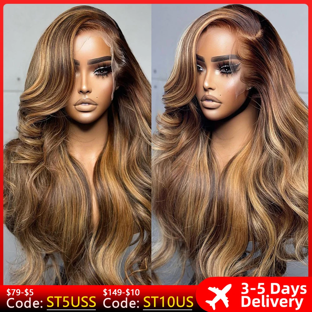 Top Trends: 13x4 Highlight Ombre Lace Front Wig Human Hair Wigs For Women Honey Blonde Colored Glueless Wig Body Wave 13x6 Lace Frontal Wig Shoppable Styles