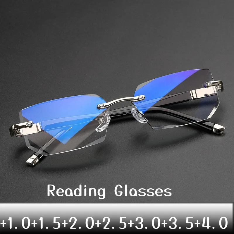 Top Trends: Men Women Square Reading Glasses Business HD Lens Rimless Eyeglasses Women&#039;s Trendy Presbyopia Prescription Eyewear + 1.0 To + 4.0 Shoppable Styles