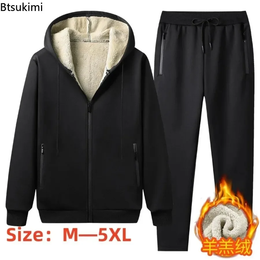 Top Trends: 2024 Men&#039;s Thick Warm Tracksuit Sets 2PCS Fashion Jackets Coats And Pants Sets Male Autumn Winter Clothing Two Pieces Sweatsuit Shoppable Styles