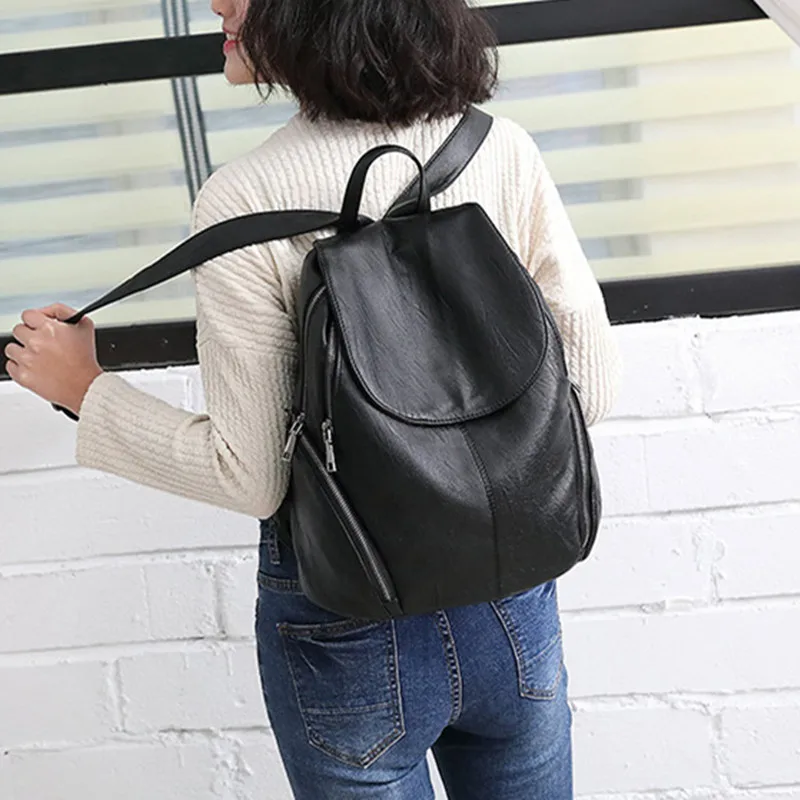 Top Trends: Fashion Soft Leather Women's Backpack Casual Travel Backpack Large Capacity Student School Bag For Ladies Shoppable Styles - Image 2