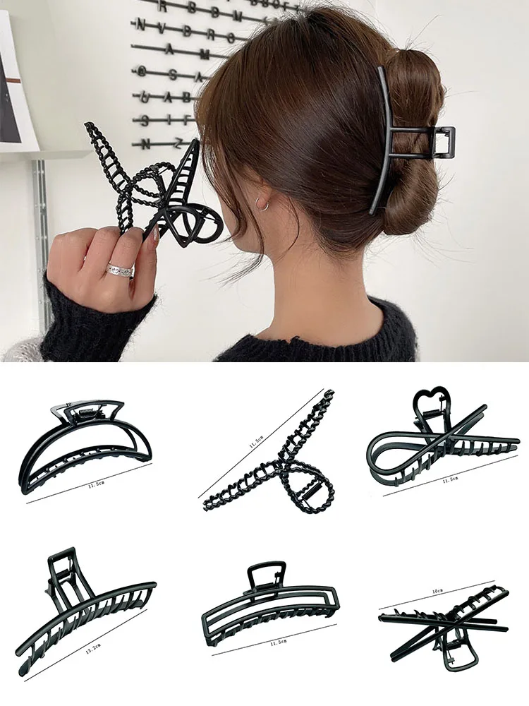 Top Trends: Simple Black Claw Crab Elegant Girls Metal Grabbing Clip Headdress Female Ponytail Claw Clip Hair Jewelry Ornament Accessory Shoppable Styles