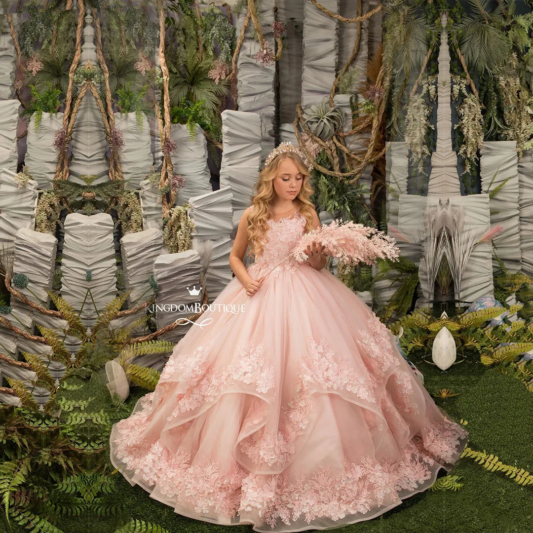 Top Trends: FATAPAESE Pink Flower Girl Dress Princess Luscious Tulle Skirt With Upon Layers Of Horsehair Braid Trimmed Fluffy Ball Gown Shoppable Styles