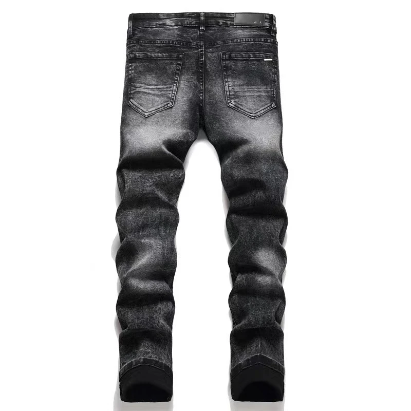 Top Trends: EH·MD® Star Embroidered Jeans Men's Leather Micro-Channel Stitching Cotton High Stretch Slim Pants 3D High Street Gradient Art23 Shoppable Styles - Image 2