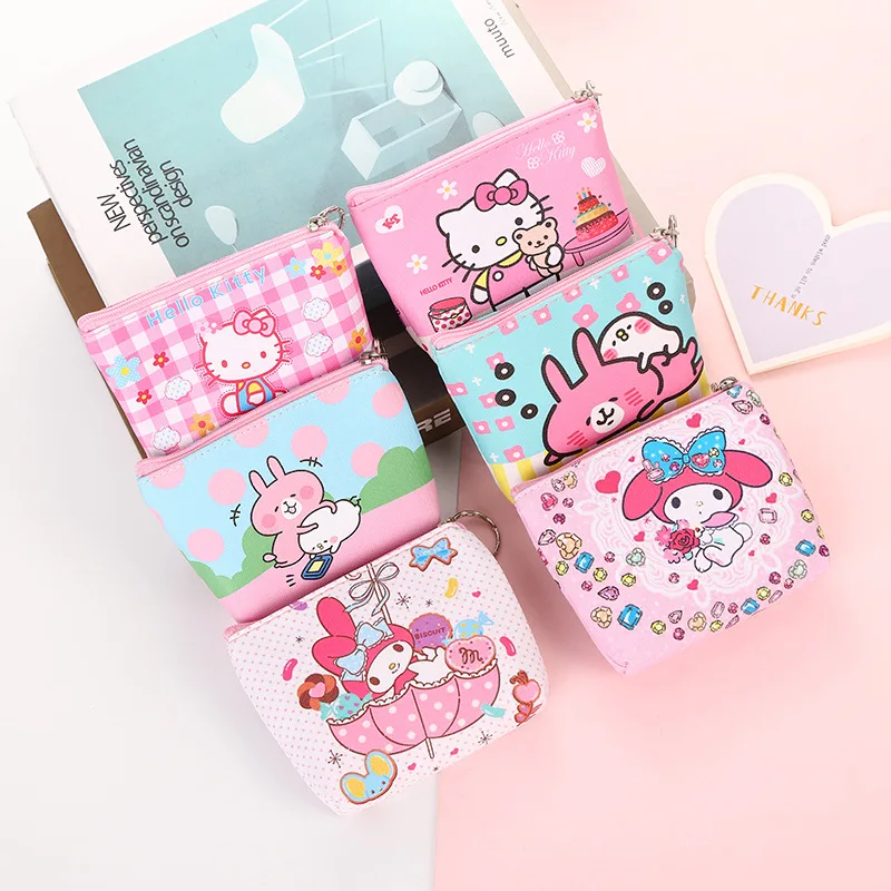 Top Trends: Hello Kitty Coin Purse Sanrio Cartoon Kulomi Melody PU Women&#039;s Wallet Cute Anime Small Storage Bag Kawaii ID Card Holders Bag Shoppable Styles