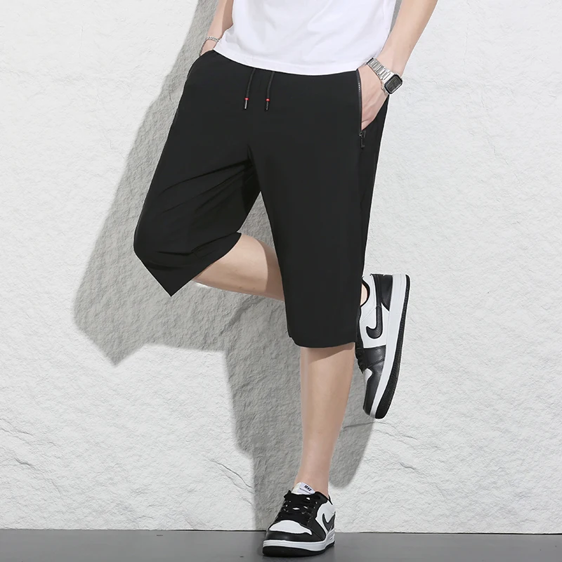 Top Trends: New Summer Thin Men'S Elastic Quick Dry Casual Sports Shorts Loose And Stylish Versatile Ice Silk Straight Leg 7-Point Trousers Shoppable Styles