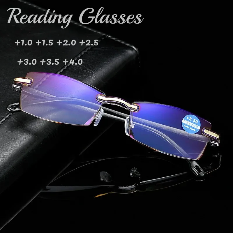 Top Trends: Presbyopia Reader Glasses Women Frameless Square Reading Glasses For Men Women&#039;s Anti Blue Light Computer Eyeglasses Far Sight Shoppable Styles