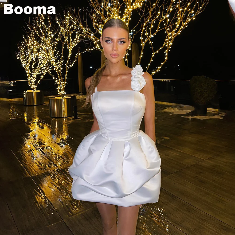 Top Trends: Booma Simple A-Line Short Wedding Party Dresses Flowers Sleeveless Mini Brides Dresses For Women Stain Puff Cocktail Dresses Shoppable Styles