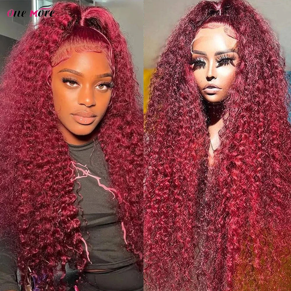 Top Trends: 99J Burgundy Lace Front Wig Kinky Curly Human Hair Wig Colored Red Lace Front Human Hair Wigs For Women Water Wave Frontal Wig Shoppable Styles