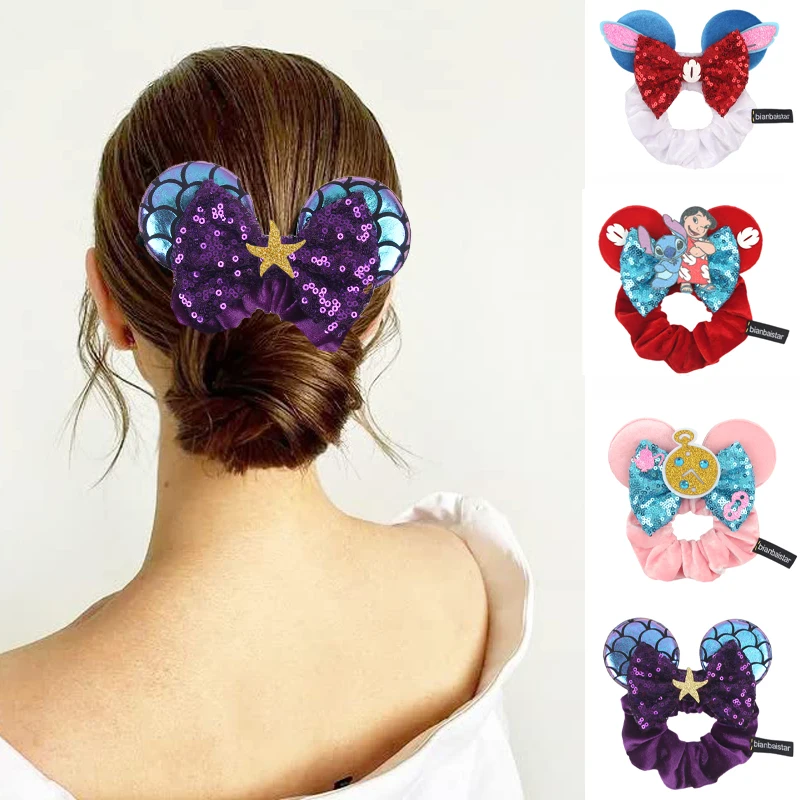 Top Trends: Bianbaistar 2023 Popular Mouse Ears Hair Scrunchies Sequins 4"Bows Headband Women Velvet Hairband For Girls DIY Hair Accessories Shoppable Styles