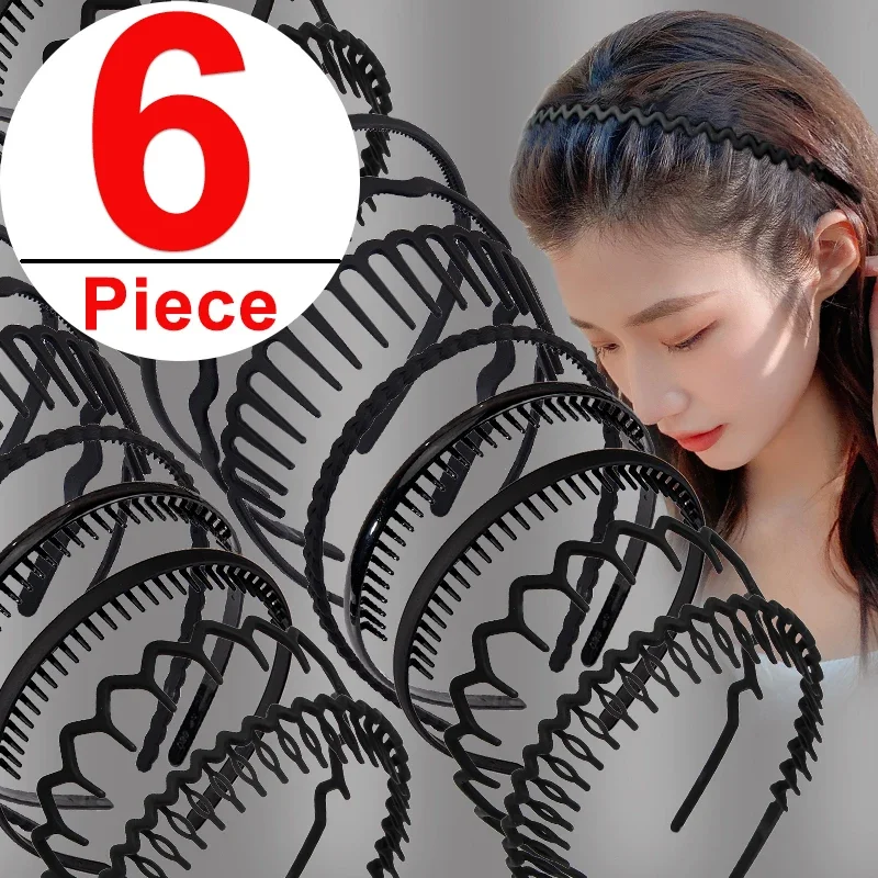 Top Trends: 6Pcs Fashion Men Hairband Unisex Black Wavy Hair Head Hoop Band Women Unisex Flexible Sport Headband Headwear Hair Accessories Shoppable Styles