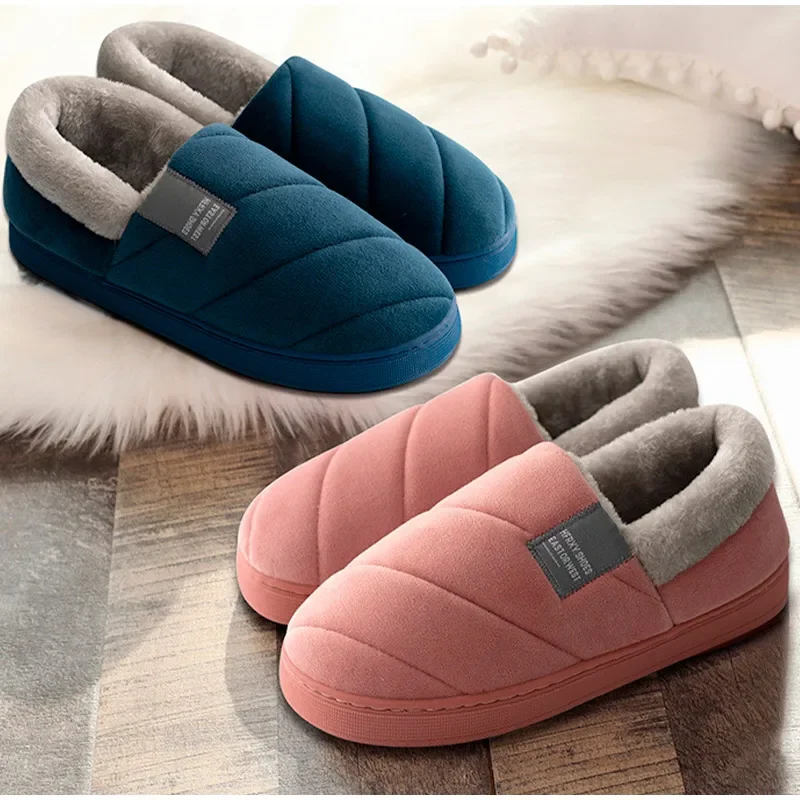 Top Trends: Big Size Women Men Couple Slippers Winter Warm Furry Slipper Comfortable Home Floor Shoes Indoor Bedroom Stripe Plush Slides Shoppable Styles