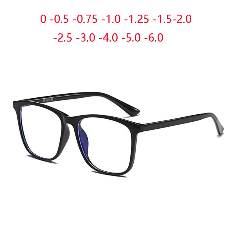 Top Trends: Big Frame Square Finished Myopia Glasses TR90 Blue Light Blocking Short-sight Eyewear Prescription 0 -0.5 -0.75 -1.0 To -6.0 Shoppable Styles