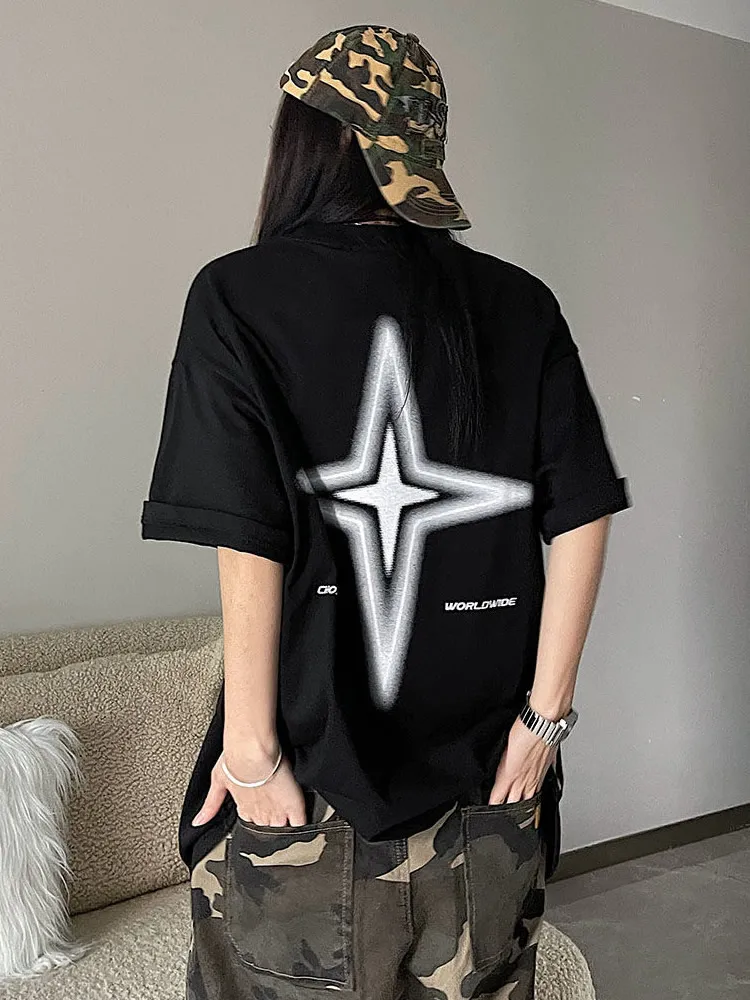 Top Trends: Y2K Korean Vintage Streetwear Star Kpop Acubi Harajuku Egirl Short Sleeve T-Shirts Grunge Aesthetics Oversized Tees Tops Clothes Shoppable Styles