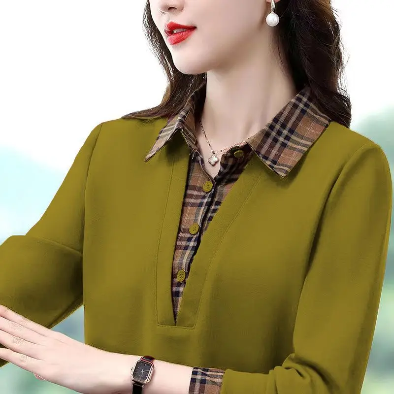 Top Trends: Women&#039;s Clothing Commuter Versatile Autumn And Winter New Fashion Splice Button Lapel Long Sleeve Solid Color Casual Pullover Shoppable Styles