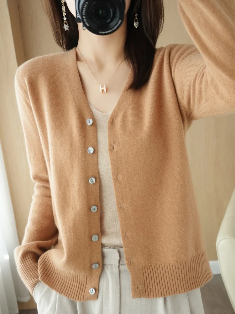 Top Trends: Cardigan Korean Style Fashion Womens Sweaters 2023 New Arrivals Knitted V-neck Pullover Long Sleeve Female Jumper Wool Outerwear Shoppable Styles