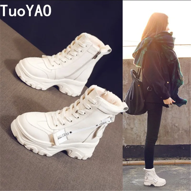 Top Trends: Women Platform Winter Boots Women Black Keep Warm Non-slip Short Booties For Ladies White Ankle Boots Outdoor Casual Shoes New Shoppable Styles