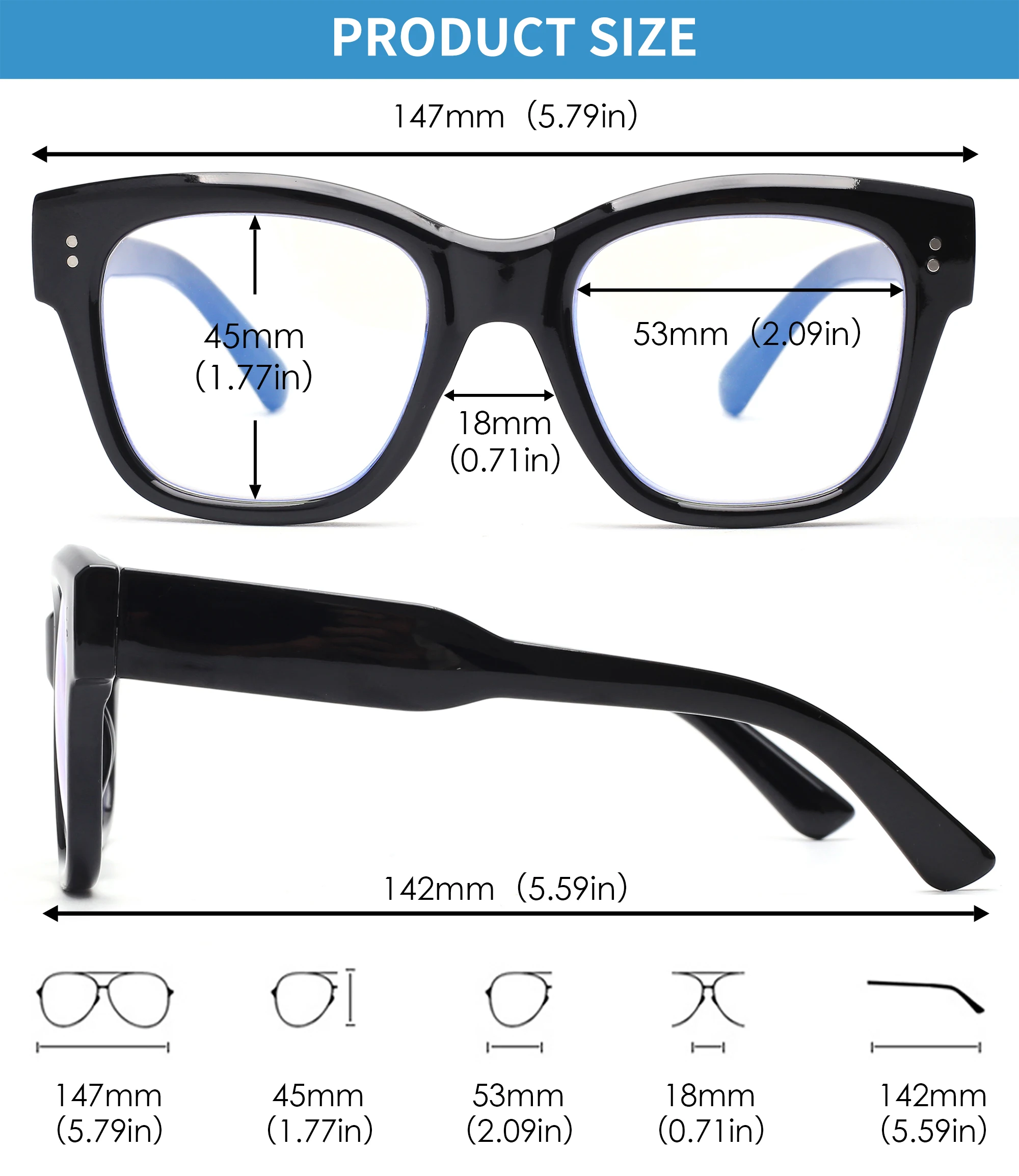 Top Trends: JM Showbiz Square Blue Light Blocking Reading Glasses, Oversized Oprah Computer Readers For Women Men Shoppable Styles - Image 5