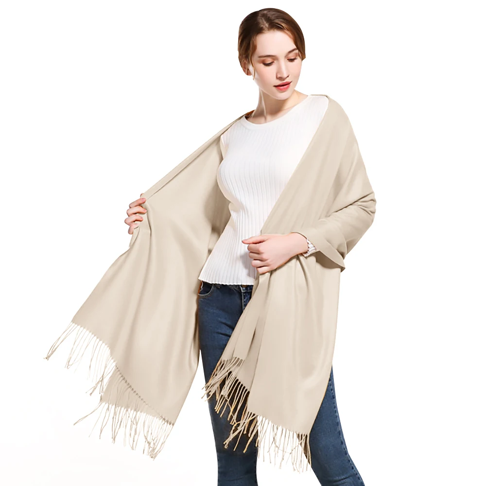 Top Trends: Oh Winter Shawls And Wraps Female Scarf Women Luxury Pashmina Tassel Large Soft Wrap Foulard Cashmere Solid Color Hijab Shoppable Styles