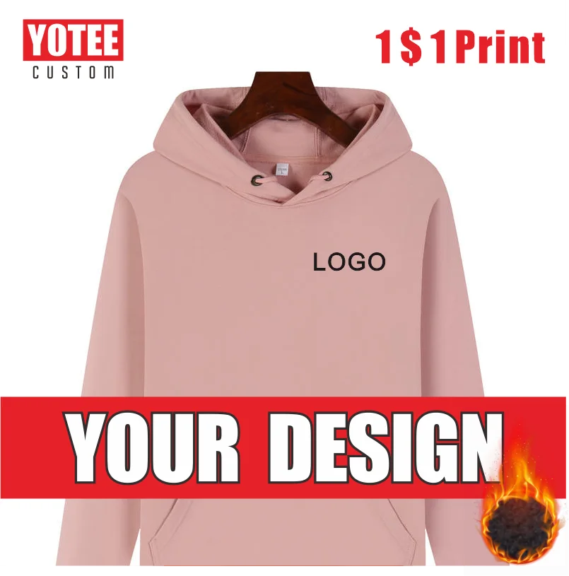 Top Trends: YOTEE Winter New Men's And Women's Thickened Hoodie LOGO Custom Embroidery Printing Solid Color Cotton Fashion Casual Pullover Shoppable Styles