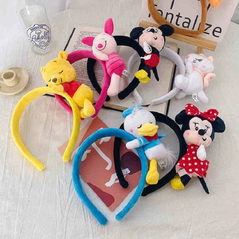 Top Trends: Disney Plush Mickey Minnie Mouse Ears Pooh Bear Headbands Women Cute Piglet Hair Accessories Girl Stitch Hairbands Kids Toy Gift Shoppable Styles