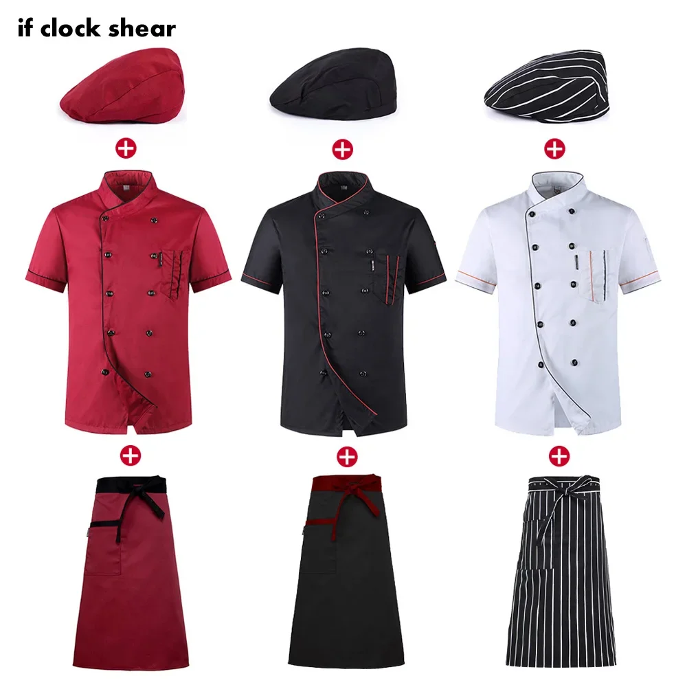 Top Trends: Chefs Uniform Short Sleeve Summer Set Restaurant Hotel Kitchen Workwear Men And Women Youth Breathable Thin Jacket + Hat + Apron Shoppable Styles