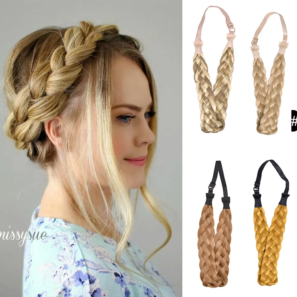 Top Trends: Linwan Synthetic Headband Fishtail Braids Hair With Adjustable Belt Plaited Hairband Bohemian Style Women Hairstyle Hairpieces Shoppable Styles