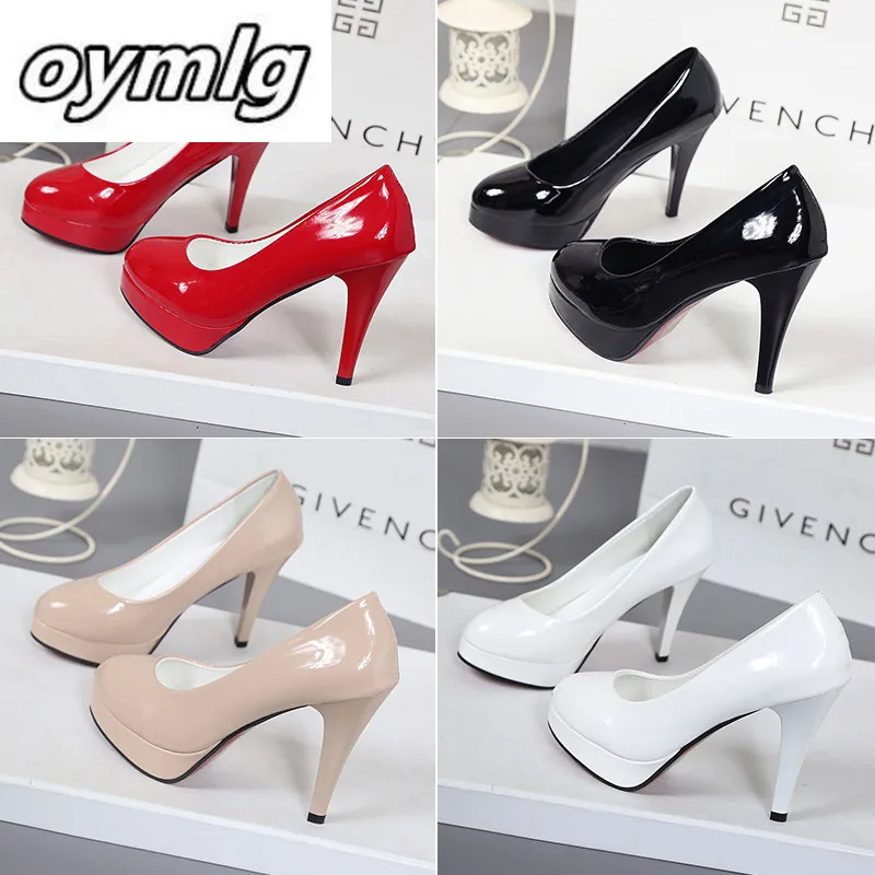 Top Trends: 10CM High-heeled Shoes Waterproof Platform Sexy Fine With Round Head Feet Korean Women's Shoes Patent Leather Large Size S071 Shoppable Styles - Image 4