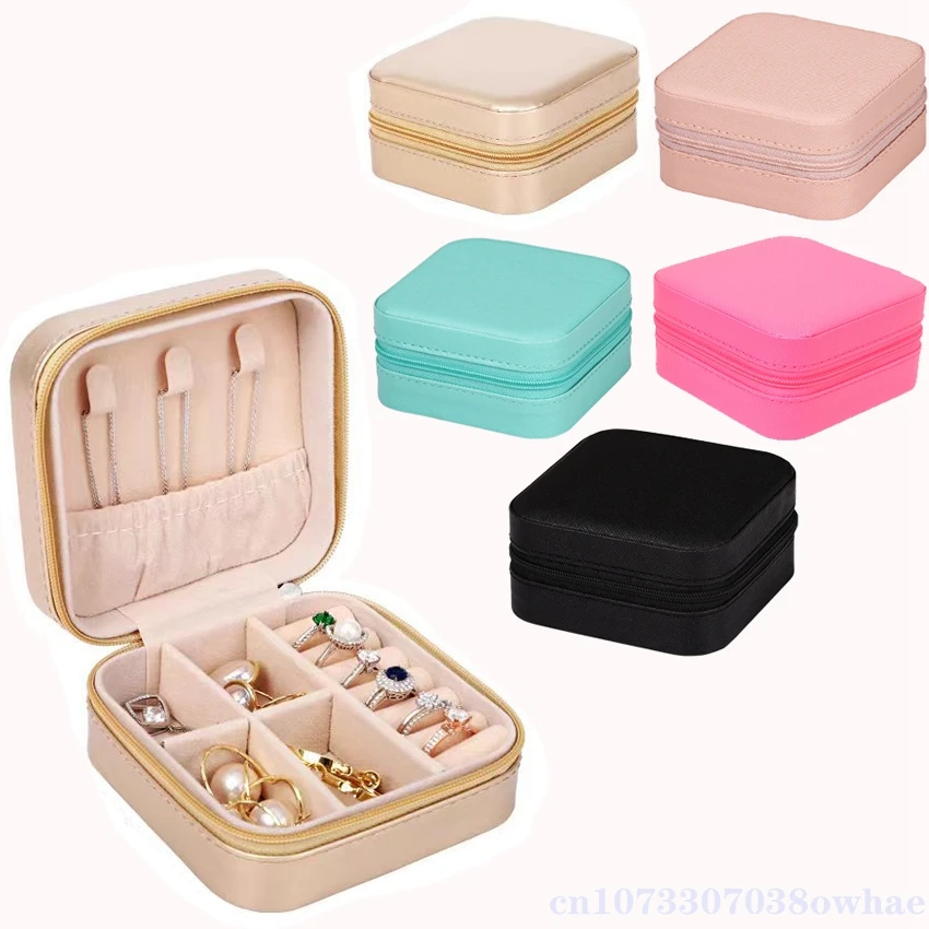 Top Trends: 1pcs Mini Jewelry Organizer Display Travel Jewelry Zipper Case Boxes Earrings Necklace Ring Portable Jewelry Box Leather Storage Shoppable Styles