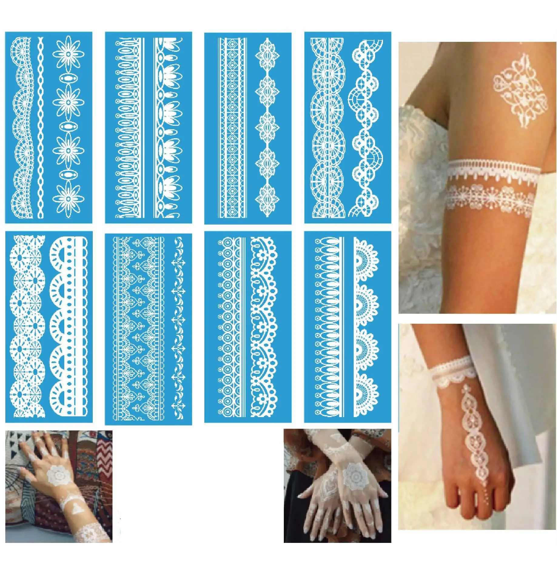 Top Trends: 8 White Lace Henna Flash Tattoo Butterfly Feather Fake Temporary Tattoo Stickers Summer Style Body Art Beauty Jewelry Shoppable Styles