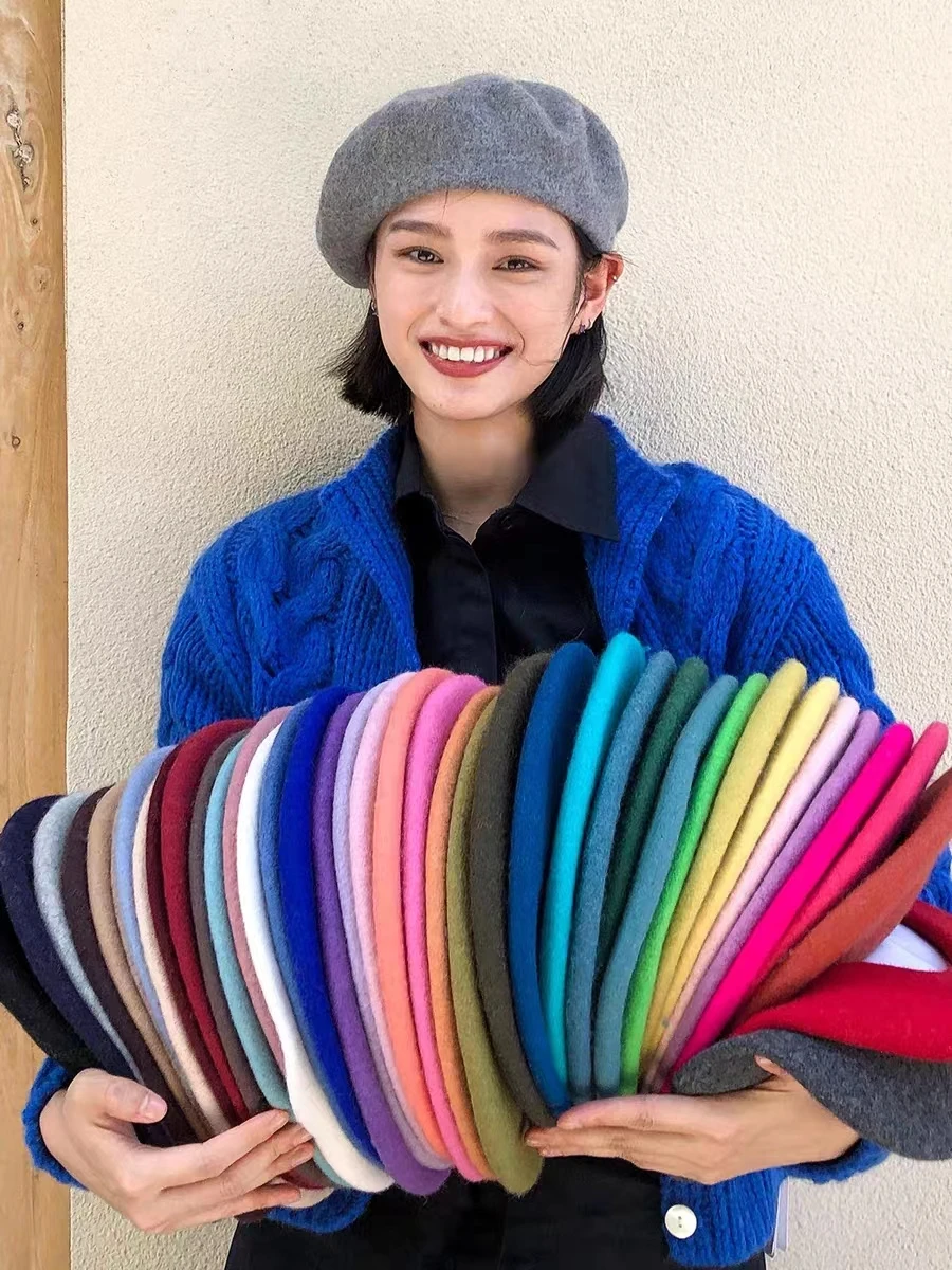 Top Trends: 2023 New Candy Color Women's Wool Beret Warm In Autumn And Winter Beret Elegant Women's All Autumn Hat бере Shoppable Styles