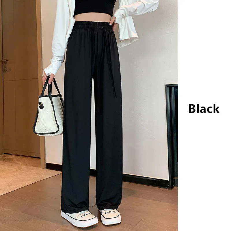 Top Trends: New Women'S Summer High-Waisted Draping Straight Trousers Female Korean Casual Thin Style Sunscreen Ice Silk Wide Leg Pants Shoppable Styles