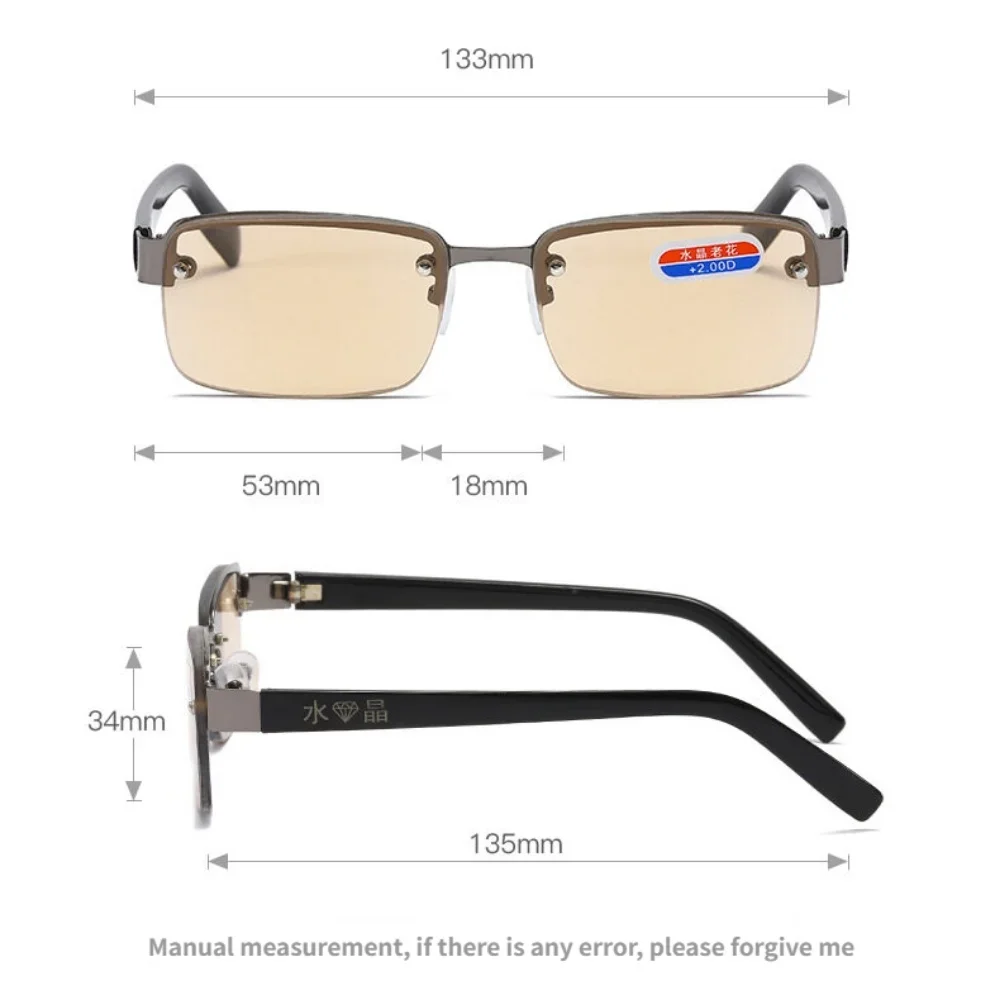 Top Trends: Half-frame Reading Glasses Mens Natural Original Stone Presbyopia Glasses High-quality Computer Glasses Diopter + 1.0 To + 4.0 Shoppable Styles - Image 2