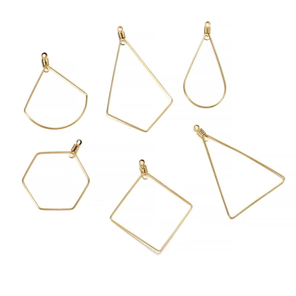 Top Trends: 10-20pcs Gold Stainless Steel Earring Pendants Geometric Shape Ear Wire Hoop For DIY Jewelry Making Handmade Finding Accessories Shoppable Styles