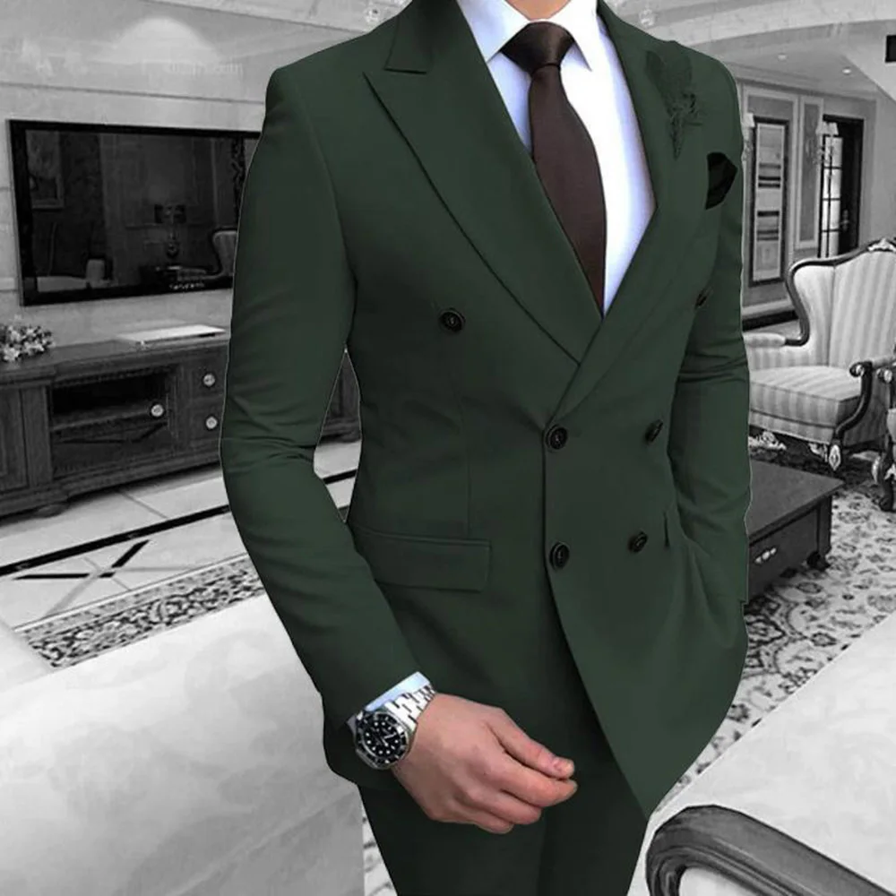 Top Trends: Dark Green Mens Suit Formal Business Wedding Suits Best Man Blazer Groom Tuxedos Slim Fit（Blazer And Pants） Costume Homme Shoppable Styles