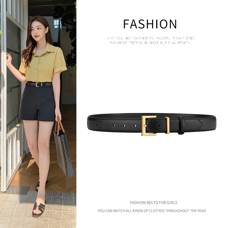 Top Trends: New Women&#039;s Belt Needle Buckle Designer Black Luxury Belt Cowhide Versatile Simple Jeans Suit Casual Pants Decorative Belt Shoppable Styles