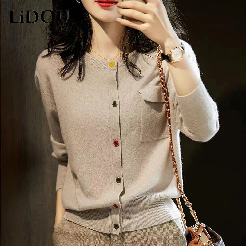 Top Trends: Autumn Winter Elegant Fashion Sweet Chic Solid Sweater Women Slim Button Casual Knitted Cardigan All-match Top Female Clothing Shoppable Styles