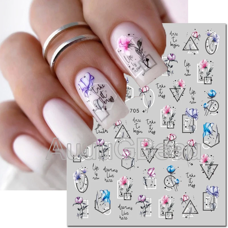 Top Trends: 3d Nail Art Decals Spring Fruits Pink Full Tips Peony Magnolia Flowers Adhesive Sliders Nail Stickers Decoration For Manicure Shoppable Styles - Image 2