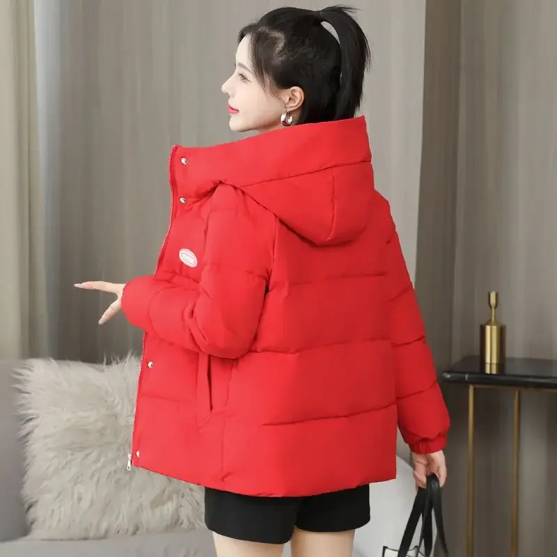 Top Trends: Winter Thick Warm Parka Women Puffer Jacket Plus Size Hooded Cotton-padded Jacket Long Sleeves Jacket Korean Coat Black Red Pink Shoppable Styles