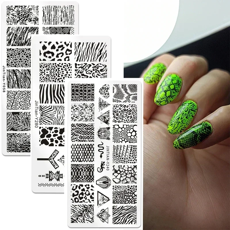 Top Trends: Snake Pattern Geometry Nail Stamping Plates Lines Animal Fruits Theme Stainless Steel Template Plate Mold Nail Art Stencil Tools Shoppable Styles